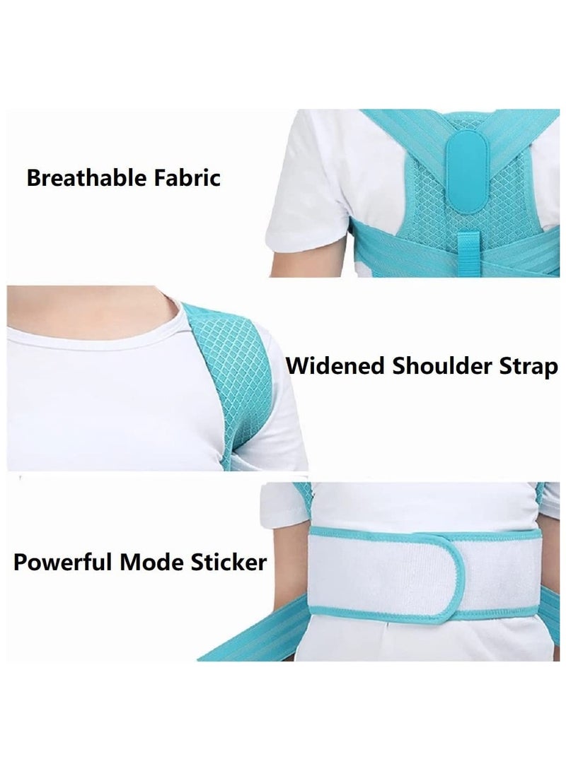 Back Brace, Posture Corrector for Kids Teens, Relieve Back Pain Adjustable Upper Back race Spinal Support with Soft Shoulder Pads to Prevent Humpback, Recommended by Doctor (M, Blue) - Image 5